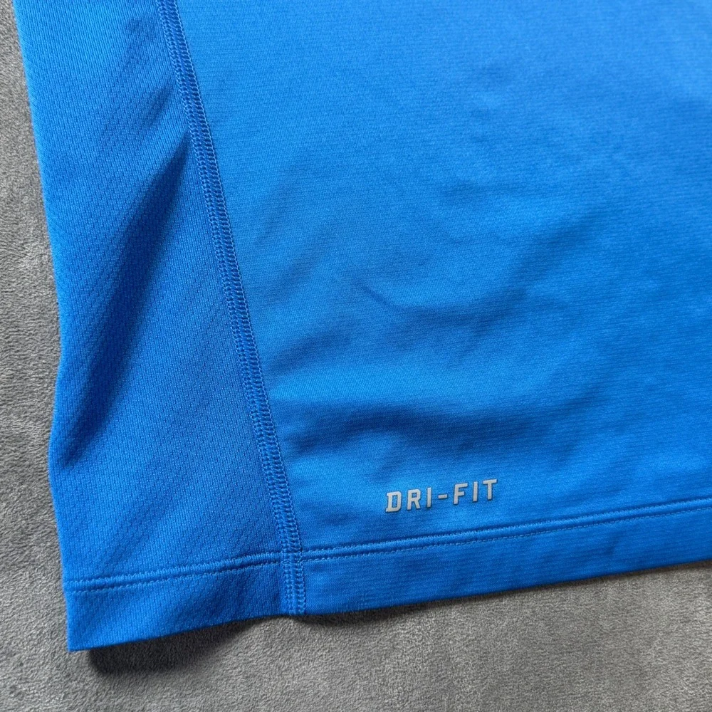 Nike Tiger Woods Collection Golf Polo‎ Blue Dri-Fit Snap Button Mens Small